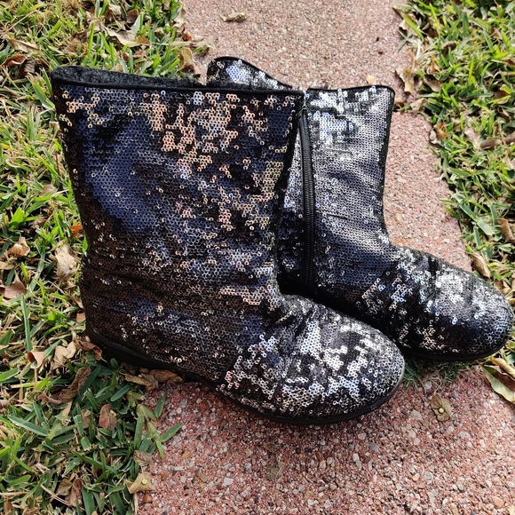 joan boyce sequin boots